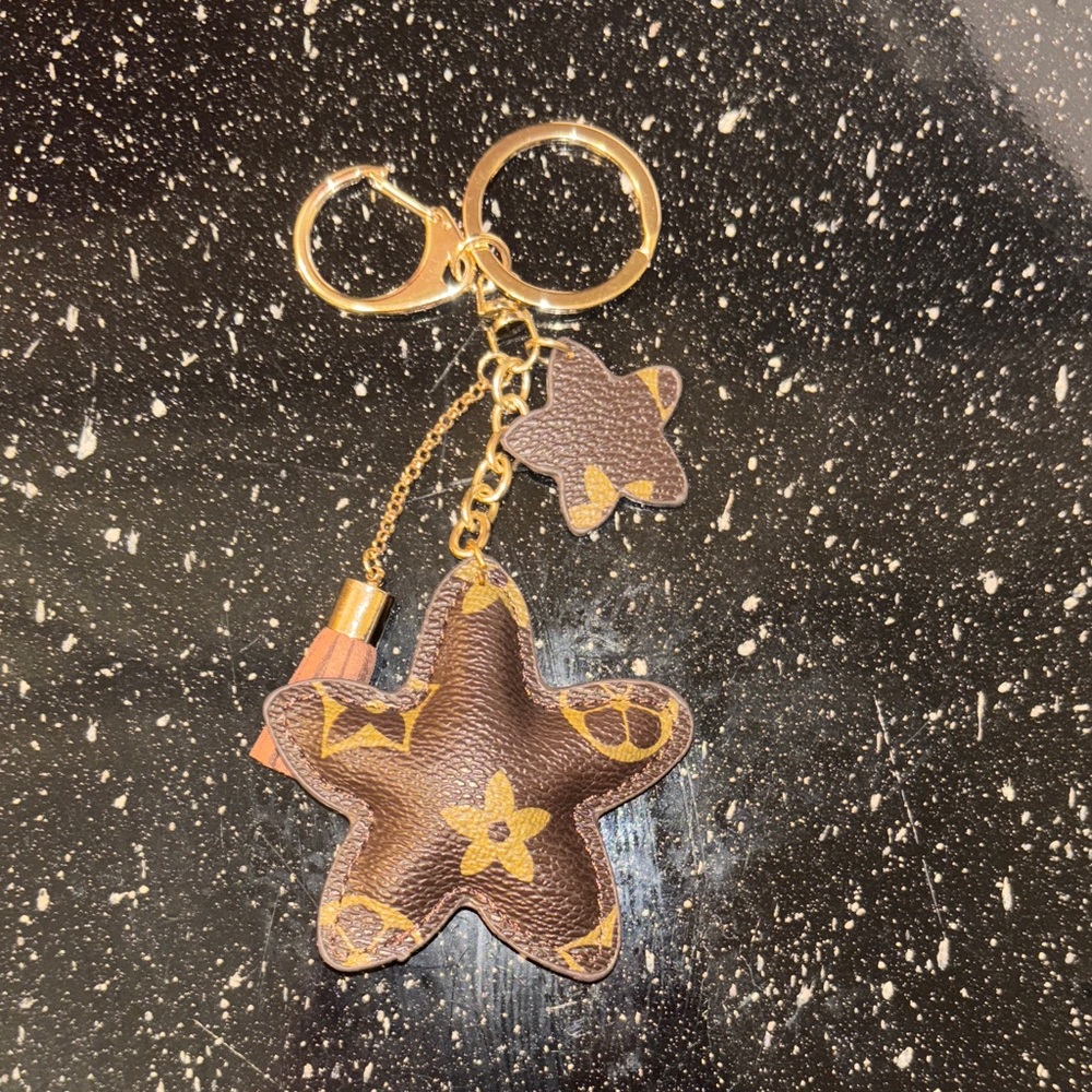 Brown Star Keychain with Gold Hardware - NWOT